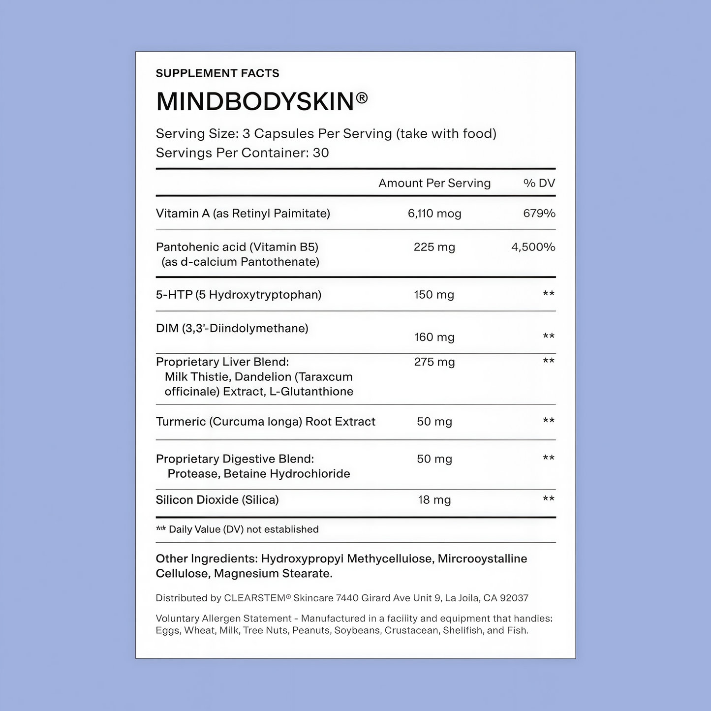 MINDBODYSKIN Hormonal Acne Supplement
